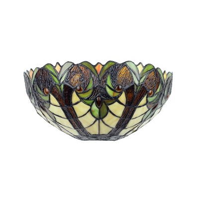 Victorian Bronze Glass Wall Sconce with Multi-Colored Shade