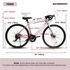 YONWAY 700Cx28 Road Bike, Lightweight Aluminum Frame, 16-Speed with Trigger Shifters, Disc Brakes, Anti-Slip Handlebars for City Commuting, Pink - 3 of 4