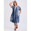 GRACE & GRANDEUR Women's Plus Size Tie Dye Round Neck Short Sleeve Button Decor A Line Dresses - 2 of 4