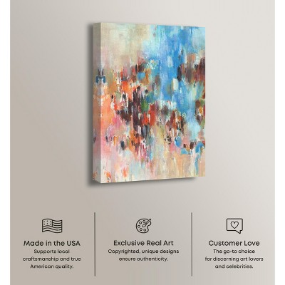 Lovely Feeling Blue and Orange Abstract Canvas Wall Art, 36" x 54"