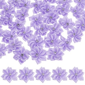 Unique Bargains Artificial Satin Durable Flexible Decorative Mini Ribbon Flowers with Rhinestones 1.2 Inch 200 Pcs - 1 of 4