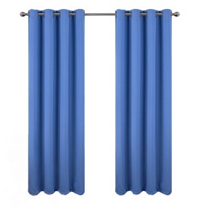 RT Designers Collection Oakley Embossed Blackout Polyester Window Curtain Grommet Panel Blue - 1 of 4