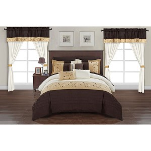 King 20pc Sonjae Bed In A Bag Comforter Set Brown - Chic Home