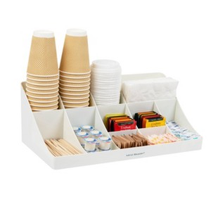 Mind Reader 11 Compartment Breakroom Coffee Condiment Organizer, White - 1 of 4