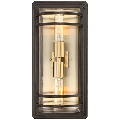 Habitat Modern Bronze and Brass Outdoor Wall Light with Clear Glass