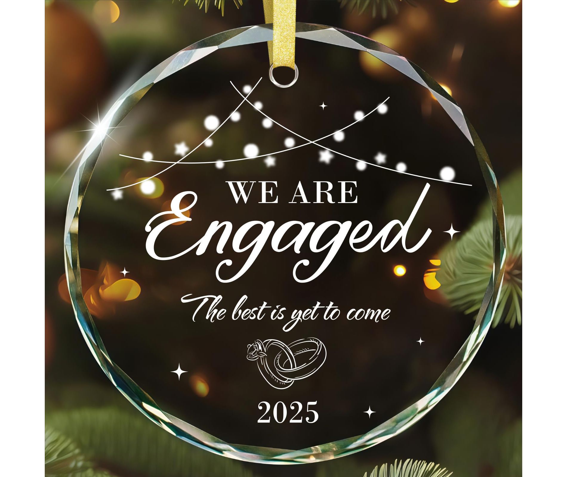 Engagement Ornament 2025 - Engagement Gifts for Couples Glass Ornament Gift for Newly Engaged