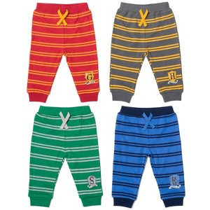 Harry Potter Gryffindor Hufflepuff Ravenclaw Baby Fleece 4 Pack Jogger Pants Newborn to Infant - 1 of 4