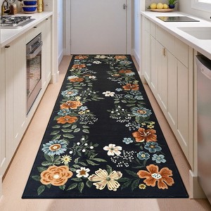 Washable Floral Area Rug Living Room Rug, Foldable Soft Indoor Carpet for Bedroom, Office & Dinning Room - 1 of 4