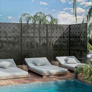 Cecil Five-Groove Woven Black Galvanized Steel Screen - 1 of 4