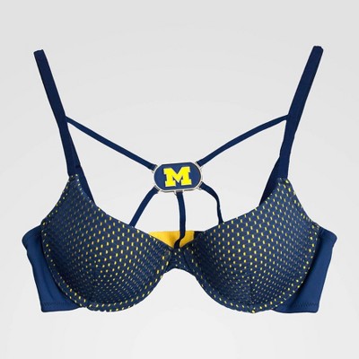 NCAA Michigan Wolverines Demi Nukini Mesh with Dog Tag Pendant - Navy 36B