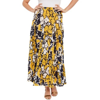 Jessica London Women's Plus Size Flowing Crinkled Maxi Skirt