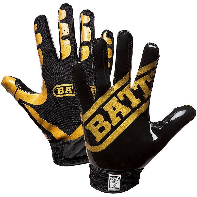 Battle Receivers Double Threat Football Gloves - Gold/Black, 1 of 3