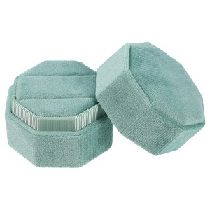 Unique Bargains Octagon Velvet Ring Box 2 Slots for Wedding Ceremony Proposal Engagement Birthday 1 Pc - 1 of 4