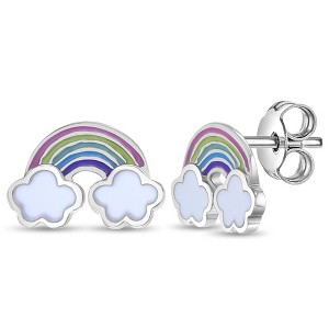 Girls' Whimsical Rainbow Standard Sterling Silver Earrings - In Season Jewelry - 1 of 4
