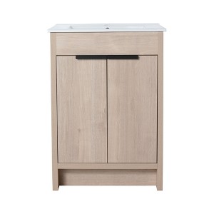 ChicFurnit Bathroom Vanities 24 Inch Freestanding Vanity with Soft Close Doors for Bathroom, Beige, 23.23"*17.91"*33.46" - 1 of 4