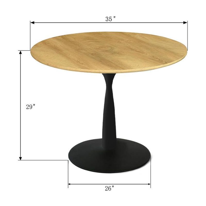 Harrison 35'' Wood Grain Finish Round Top With Metal Base Round Pedestal Dining Table-The Pop Maison, 4 of 10