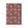 Red Taupe And Beige Floral Washable Indoor Outdoor Area Rug - 3 of 4