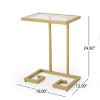 KTMBDW C Shaped End Table, Tempered Glass Snack Side Table with Metal Frame, TV Tray Table for Small Space, Sofa Couch and Bed, Modern Style, Gold - 3 of 4