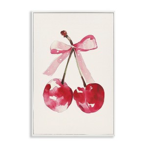 Stupell Industries Mod Cherries Tied in Bow Black Framed Giclee Art - 1 of 4