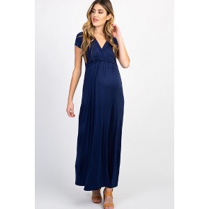 Pinkblush PinkBlush Navy Draped Maternity/Nursing Maxi Dress - 1 of 4