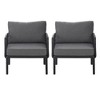 Chic Crate-Set of 2 Modern Outdoor Patio Club Chairs with All-Weather Waterproof Thick Cushions, Deep Seating  Black & Dark Gray - 2 of 4
