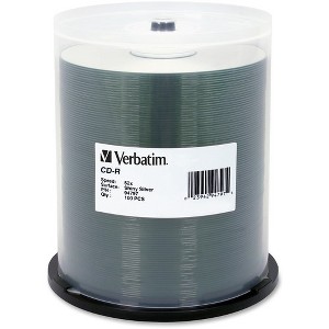 Verbatim CD-R 700MB 52X DataLifePlus Shiny Silver Silk Screen Printable - 100pk Spindle - Printable - Silk-screen Printable - 1 of 2