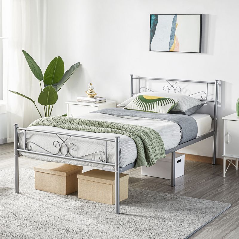 Yaheetech Metal-Framed Platform Bed with Headboard and Footboard, 2 of 7