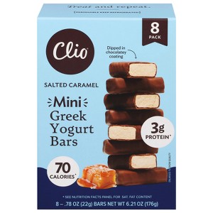 Clio Snacks Salted Caramel Chocolate Greek Yogurt Mini Bars - 6.21oz/8ct - 1 of 4