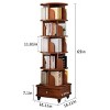 INFURNIC Decorative Bookshelf Rotating 6 Tier Corner Bookcase with Wheels Space Saving Storage Rack, Brown, 68.95"*18.12"*18.12" - 2 of 4