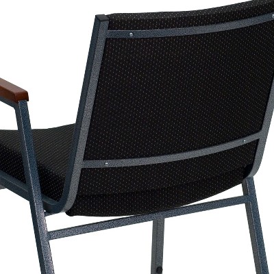 Hercules Series 31'' Heavy Duty Black Fabric Stack Chair with Silver Frame