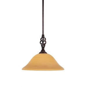 Toltec Lighting Elegante 1 - Light Pendant in  Dark Granite with 12" Cayenne Linen Shade - 1 of 1
