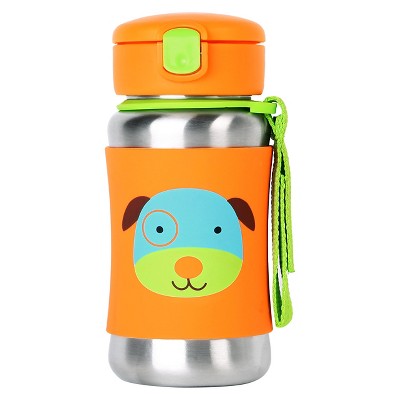 Zak Designs Double Wall Stainless Steel Straw Bottle - Moon Bear - 12oz