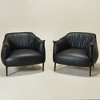 KINWELL 33" Wide Faux Vegan Leather Upholstery Barrel Chair with Metal Legs, Set of 2 - 2 of 4