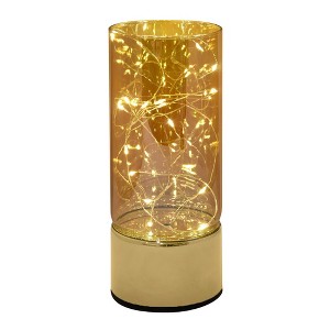 LumaBase Glass Hurricane with Battery-Operated Fairy String Lights - 1 of 4