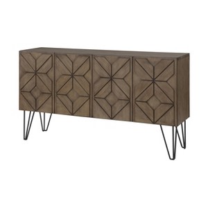 Charlotte 4 Door Credenza Brown - Treasure Trove Accents: Mid-Century Design, Acacia Wood, Fixed Shelves - 1 of 4