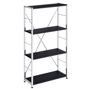 INFURNIC Decorative Bookshelf 4 Tier Rectangular Shelf with X Shape Cross Bar for Stylish Storage and Display, Black, 24.5"*11.5"*42.5" - 1 of 4