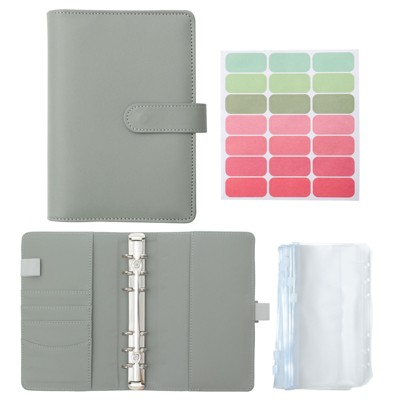 Unique Bargains A6 PU Leather Budget Binder with Zipper Envelopes 1 Set