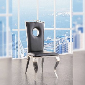 Acme Furniture Cyrene Dining Chairs Black Synthetic Leather/Stainless Steel - 1 of 4