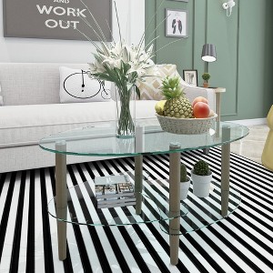 GlasFlength Living Room Modern Minimalist End Tables, Stylish and Fashion, Space Saving for Small Homes Spaces, Clear,35.43”*17.52”*19.69" - 1 of 4