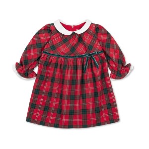 Hope & Henry Girls' Organic Peter Pan Collar Dress with Ruffle Cuffs, London Plaid, 18-24 Months - 1 of 4