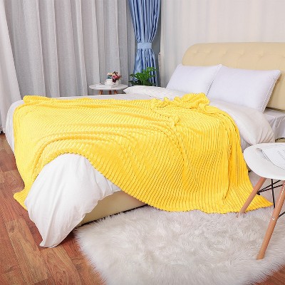 1 Pc Full/Queen Microfiber Long Shaggy Bed Blankets Yellow - PiccoCasa