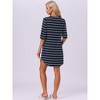 INSPIRE CHIC Women's Stripped Half Sleeve Button Up Short Nightgown Shirt Dress - 4 of 4