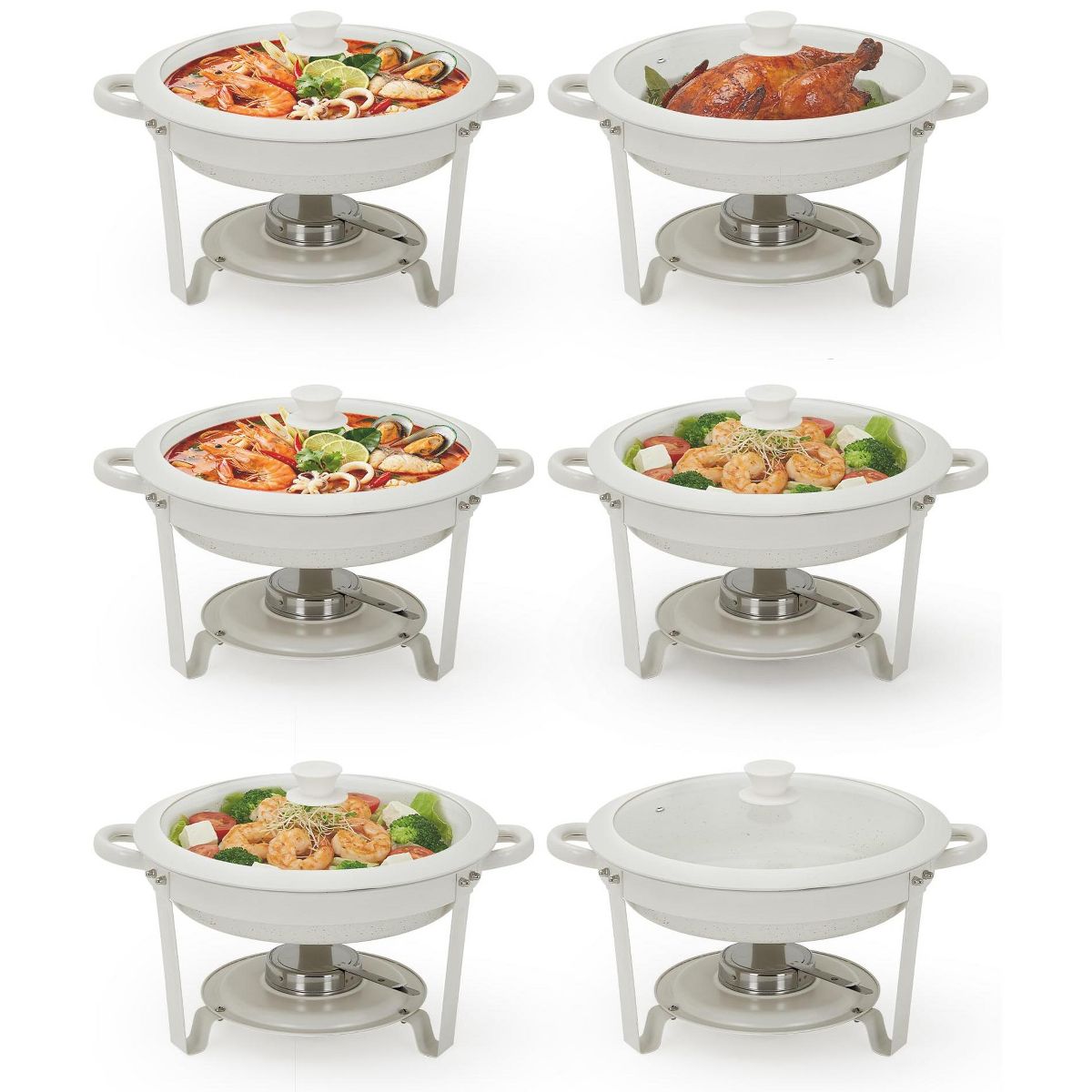 Garvee Chafing Dishes for Buffet 2 Pack, Round Maifanite Coated Food Warmers for Parties, Wedding Buffet Servers with Glass Lids for Catering - thumbnail 9