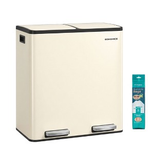 SONGMICS Trash Can, 2 x 8 Gallon (2 x 30 L) Double Compartment
