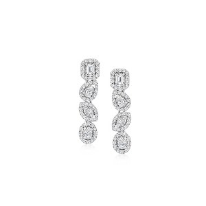 Ross-Simons 1.00 ct. t.w. Diamond Multi-Shaped Drop Earrings in 14kt White Gold - 1 of 4