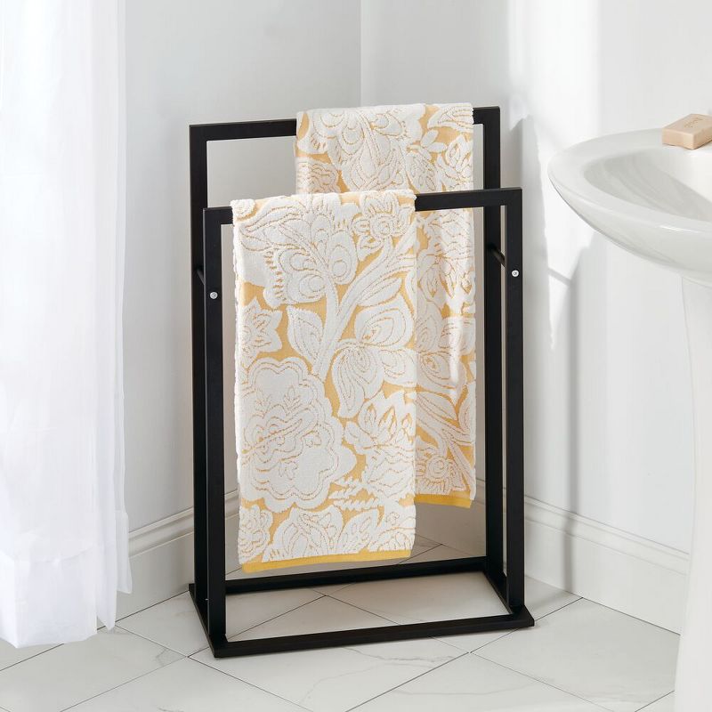 mDesign Metal Tall 2-Tier Free-standing Bathroom Towel Rack, 2 of 8