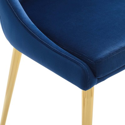 Navy Velvet Upholstered Dining Chair with Gold Metal Legs