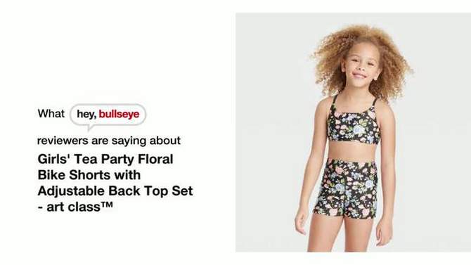 Girls' Tea Party Floral Bike Shorts with Adjustable Back Top Set - art class™ Black, 2 of 6, play video
