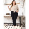 Agnes Orinda Women's Plus Size Chiffon Tie Round Neck  3/4 Sleeve Elegant Work Blouses - 3 of 4