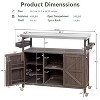 Isabel Outdoor Kitchen Island with Storage Cabinet, Solid Wood Patio Bar Cart with Stainless Steel Table Top, Outdoor Furniture - The Pop Home - 3 of 4